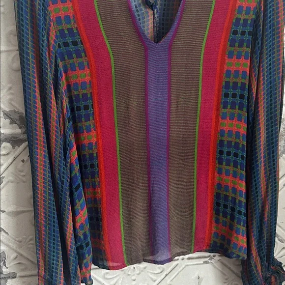 Conditions apply Anthropologie colorful blouse - Picture 3 of 6